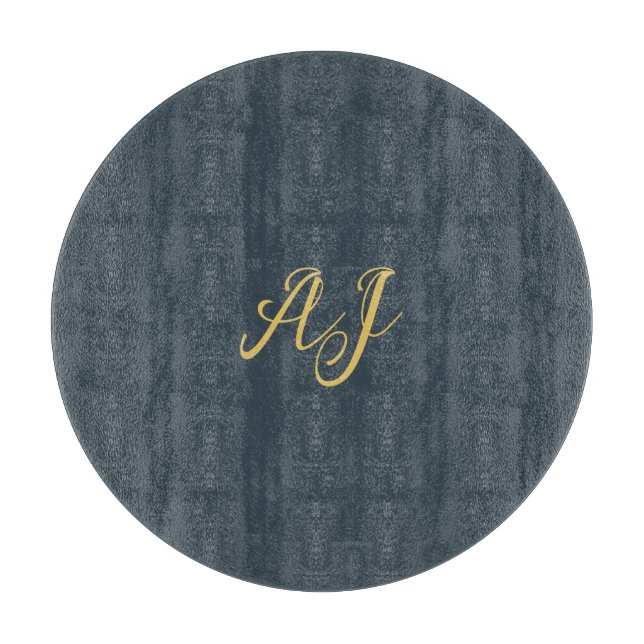 Charcoal Gold Color Monogram Professional Initial Cutting Board (Front)