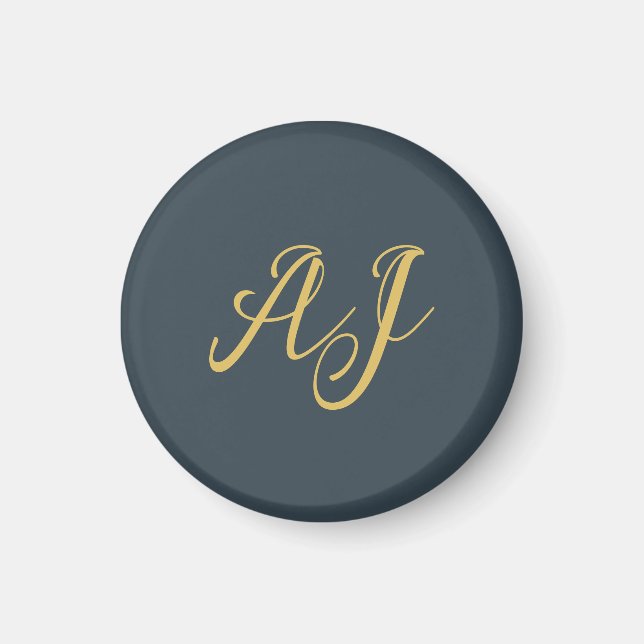 Charcoal Gold Color Monogram Professional Initial Magnet (Front)