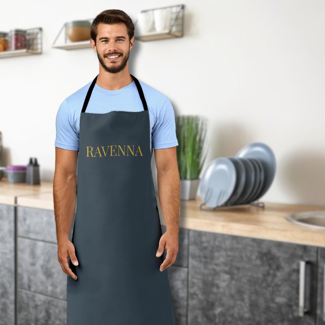 Charcoal Gold Name Personalized Custom Luxury Gift Apron (Creator Uploaded)