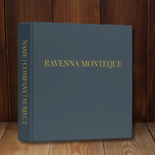 Charcoal Gold Name Personalized Custom Luxury Gift Binder