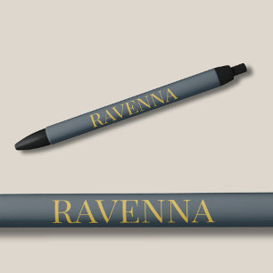Charcoal Gold Name Personalized Custom Luxury Gift Black Ink Pen