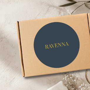 Charcoal Gold Name Personalized Custom Luxury Gift Classic Round Sticker