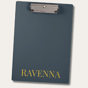 Charcoal Gold Name Personalized Custom Luxury Gift Clipboard