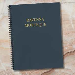 Charcoal Gold Name Personalized Custom Luxury Gift Notebook