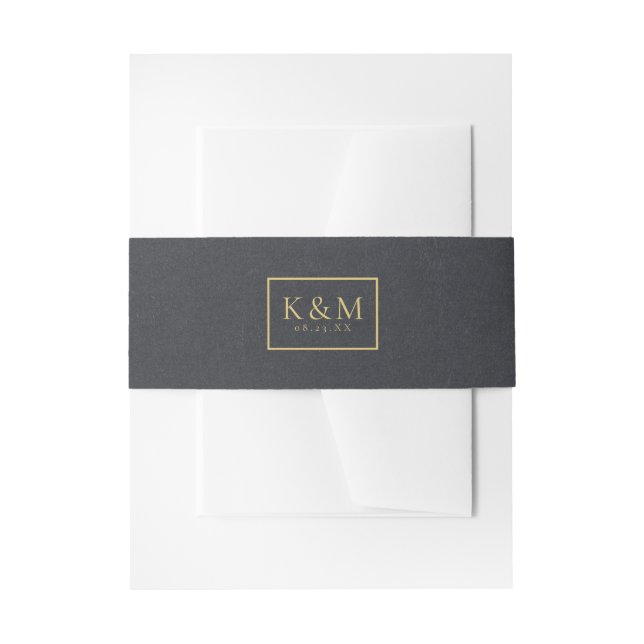 Charcoal Gold Texture ID988 Invitation Belly Band (Front Example)