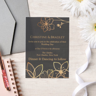 Charcoal & Gold Wedding Vellum Invitations