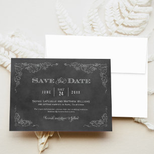 Charcoal Grapevine Vineyard Wedding Save The Date