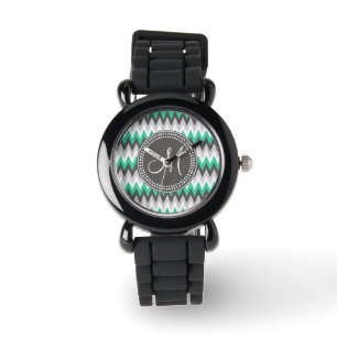 CHARCOAL GRAY AND GREEN CHEVRON WATCH