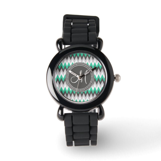 CHARCOAL GRAY AND GREEN CHEVRON WATCH (Front)