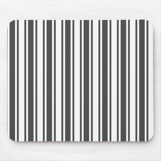 Charcoal gray and white candy stripes mouse pad (Front)