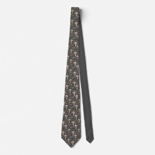 Charcoal Gray Fungi Botanical Modern Wedding Groom Tie
