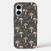 Charcoal Gray Fungi Seamless Pattern Minimalist
