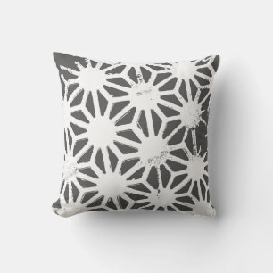 Charcoal gray geometric pattern throw pillow