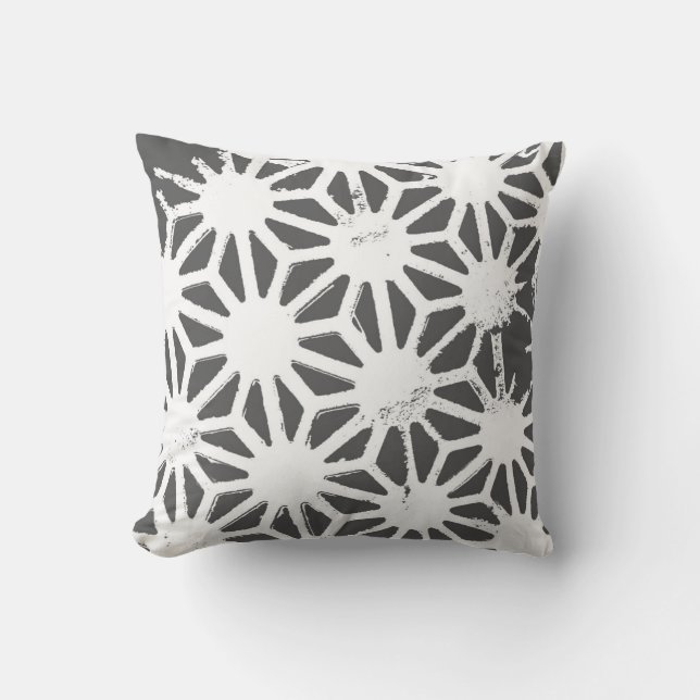 Charcoal gray geometric pattern throw pillow (Front)