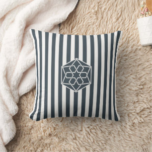 Charcoal Gray Moroccan Zellige Flower Symbol Throw Pillow