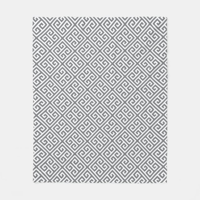 Charcoal Greek Key Pattern Fleece Blanket (Front)