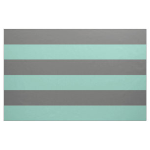 Charcoal Grey and Aqua Wide Stripes Large Scale Fabric