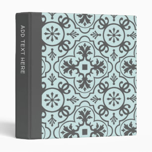 Charcoal Grey and Light Blue Caustic Tile Pattern Binder