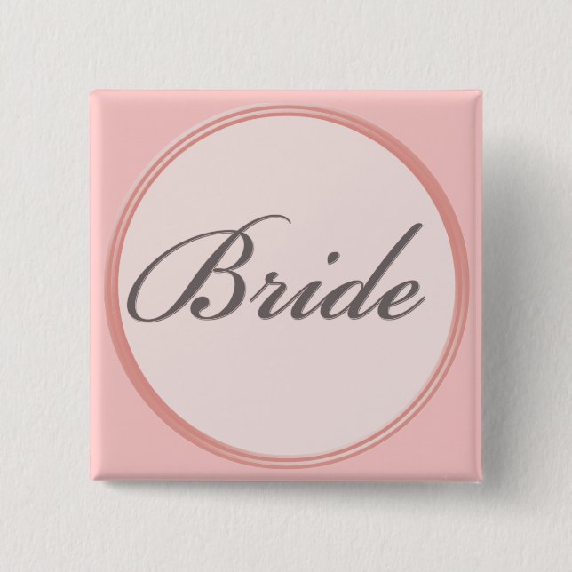 Charcoal grey and light pink Bride Button (Front)