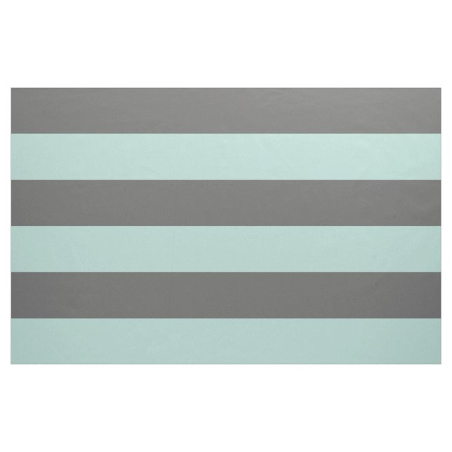 Charcoal Grey and Mint Wide Stripes Large Scale Fabric (Yard)