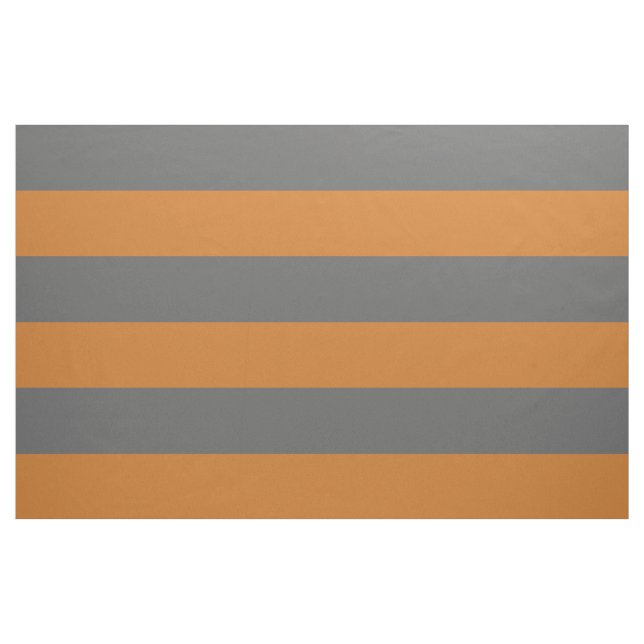 Charcoal Grey and Orange Wide Stripes Large Scale Fabric (Yard)