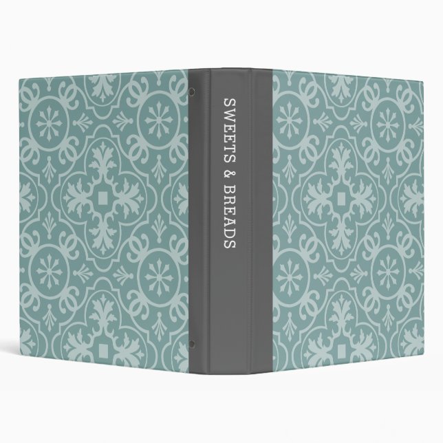 Charcoal Grey and Vintage Blue Pattern - Recipe Binder (Background)