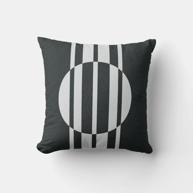 Charcoal Grey and White Abstract Pattern Throw Pillow (Front)