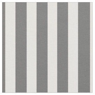 Charcoal Grey and White Cabana Stripes Fabric