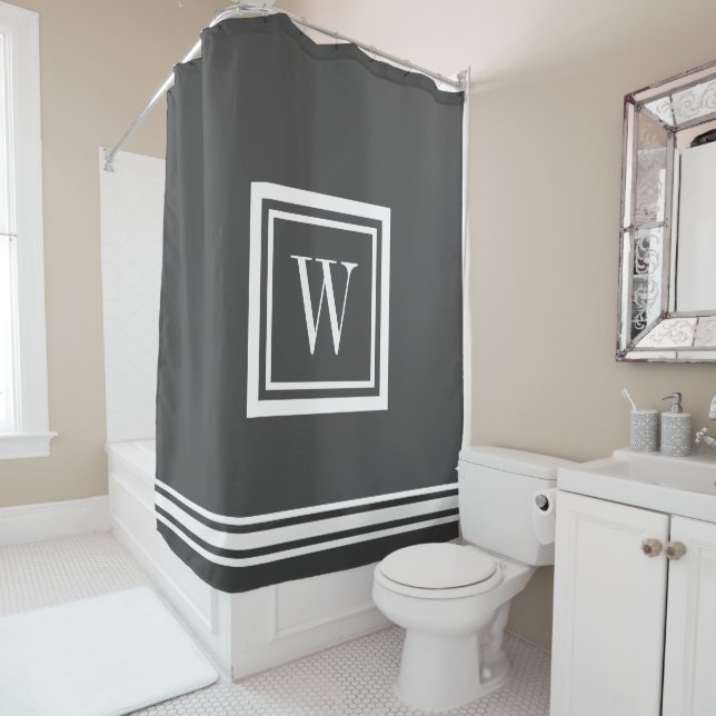 Charcoal Grey and White Classic Square Monogram (In Situ)