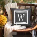 Charcoal Grey and White Classic Square Monogram Outdoor Pillow<br><div class="desc">Design your own custom throw pillow in any colour combination to perfectly coordinate with your home decor in any space! Use the design tools to change the background colour and the square border colour, or add your own text to include a name, monogram initials or other special text. Every pillow...</div>