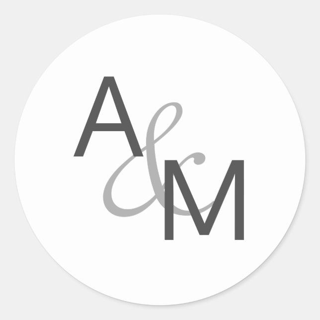 Charcoal Grey and White Monogram Envelope Seals (Front)