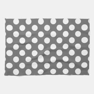 Charcoal Grey and White Polka Dot Kitchen Towel