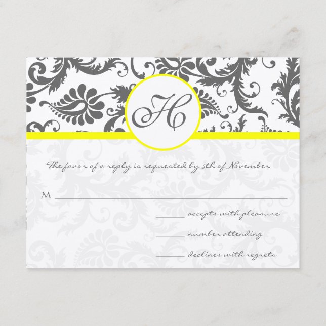 Charcoal Grey and Yellow Enclosure Cards (Back)