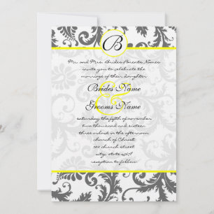 Charcoal Grey and Yellow Wedding Invitations