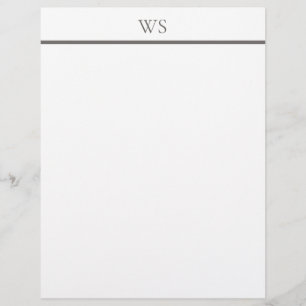 Charcoal Grey Bar Monogram Letterhead Stationery