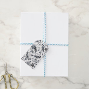 Charcoal Grey Bird Toile Gift Tags