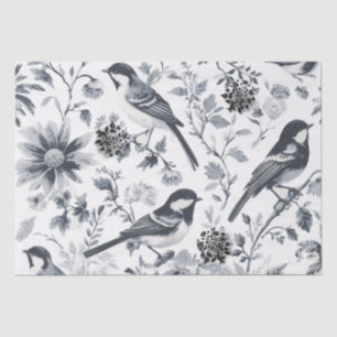 Charcoal Grey Bird Toile  Tissue Paper