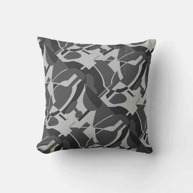 Charcoal Grey Black Diagonal Abstract Art Print  Throw Pillow (Front)