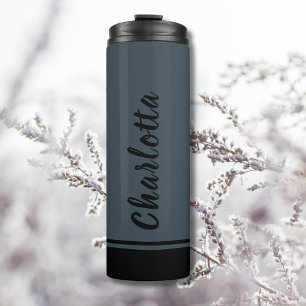 Charcoal Grey Black Elegant Minimal Customized Thermal Tumbler