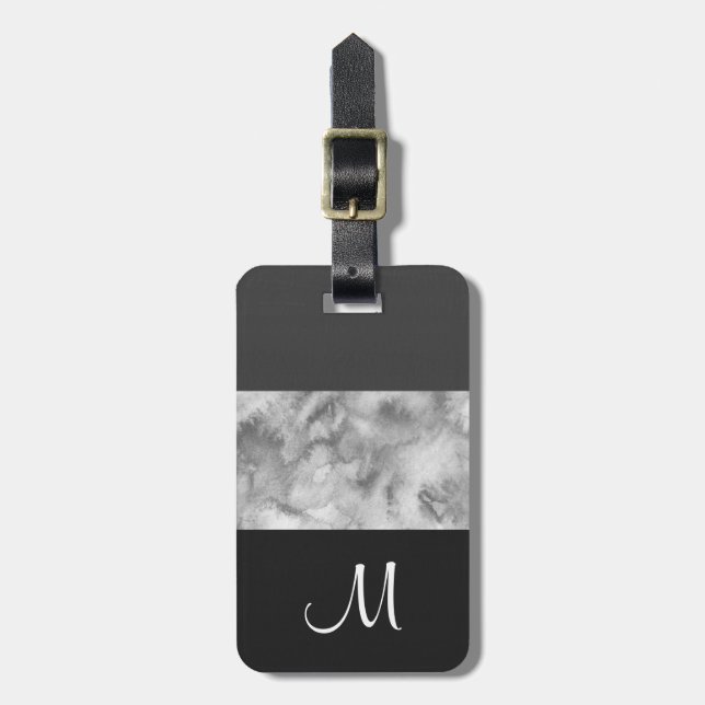 Charcoal Grey Block Stripes Luggage Tag (Front Vertical)