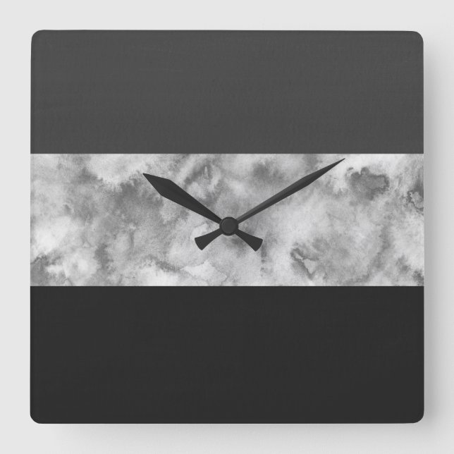 Charcoal Grey Block Stripes Square Wall Clock (Front)