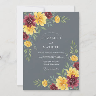 Charcoal Grey Bold Fall Wedding Invitation