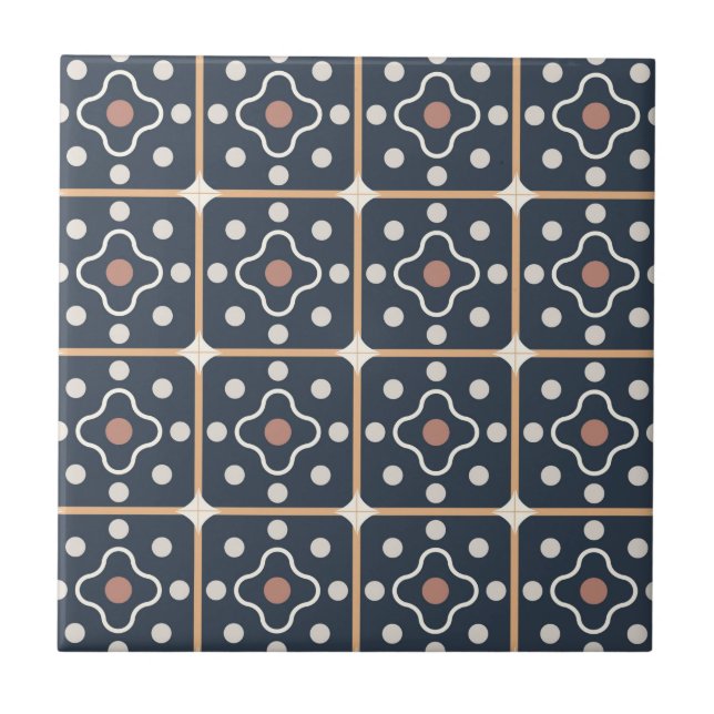 Charcoal Grey Brown Circle Geometric Accent Tile (Front)