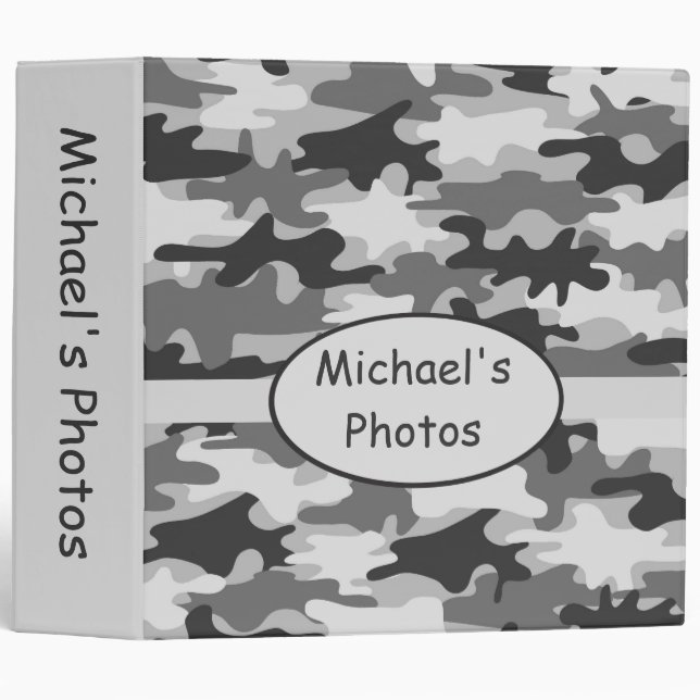 Charcoal Grey Camo Camouflage Custom Notebook Binder (Front/Spine)