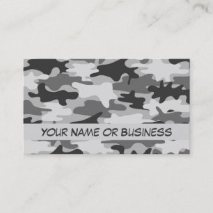 Charcoal Grey Camo Camouflage Name Personalized Business Card