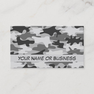 Charcoal Grey Camo Camouflage Name Personalized Business Card