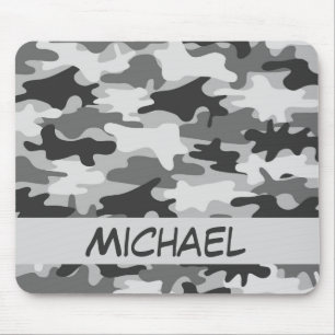 Charcoal Grey Camo Camouflage Name Personalized Mouse Pad