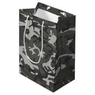 Charcoal Grey Camouflage Medium Gift Bag