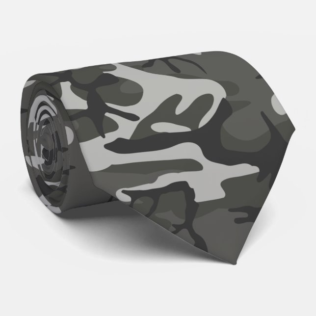 Charcoal Grey Camouflage Tie (Rolled)