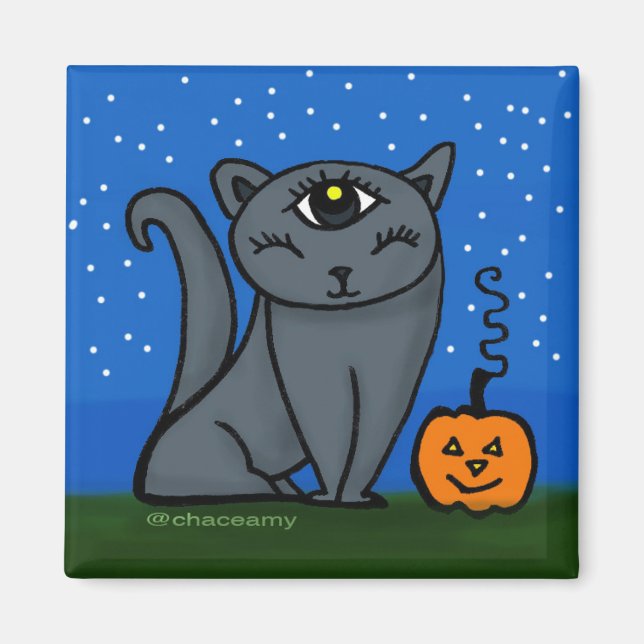 Charcoal Grey chat avec le troisième oeil Magnet (Devant)